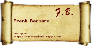 Frenk Barbara névjegykártya